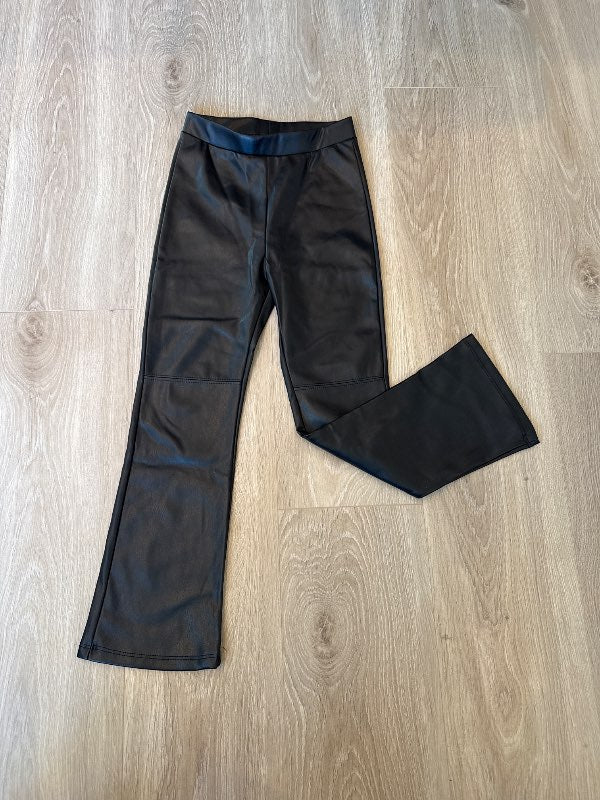 Lindex pleðurbuxur svart flare